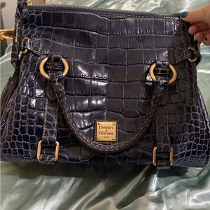 Dooney & Bourke Blue Satchel with Croc Embossed Texture